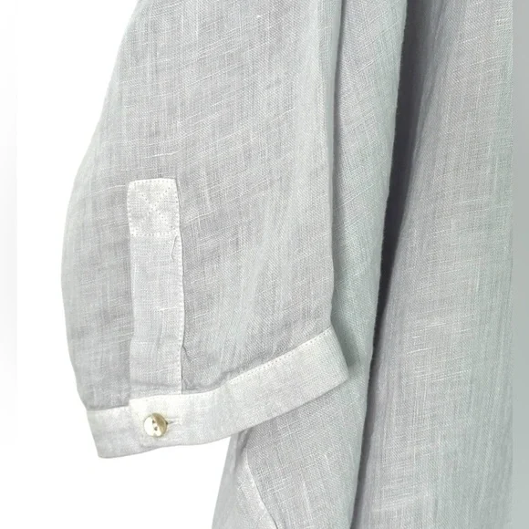 120% LINO Oversized Long 3/4 Sleeve Linen Button Down Lagenlook Top M - Picture 6 of 11